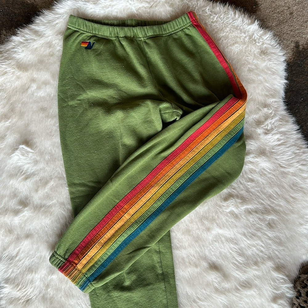 Aviator nation five stripe olive sweatpants